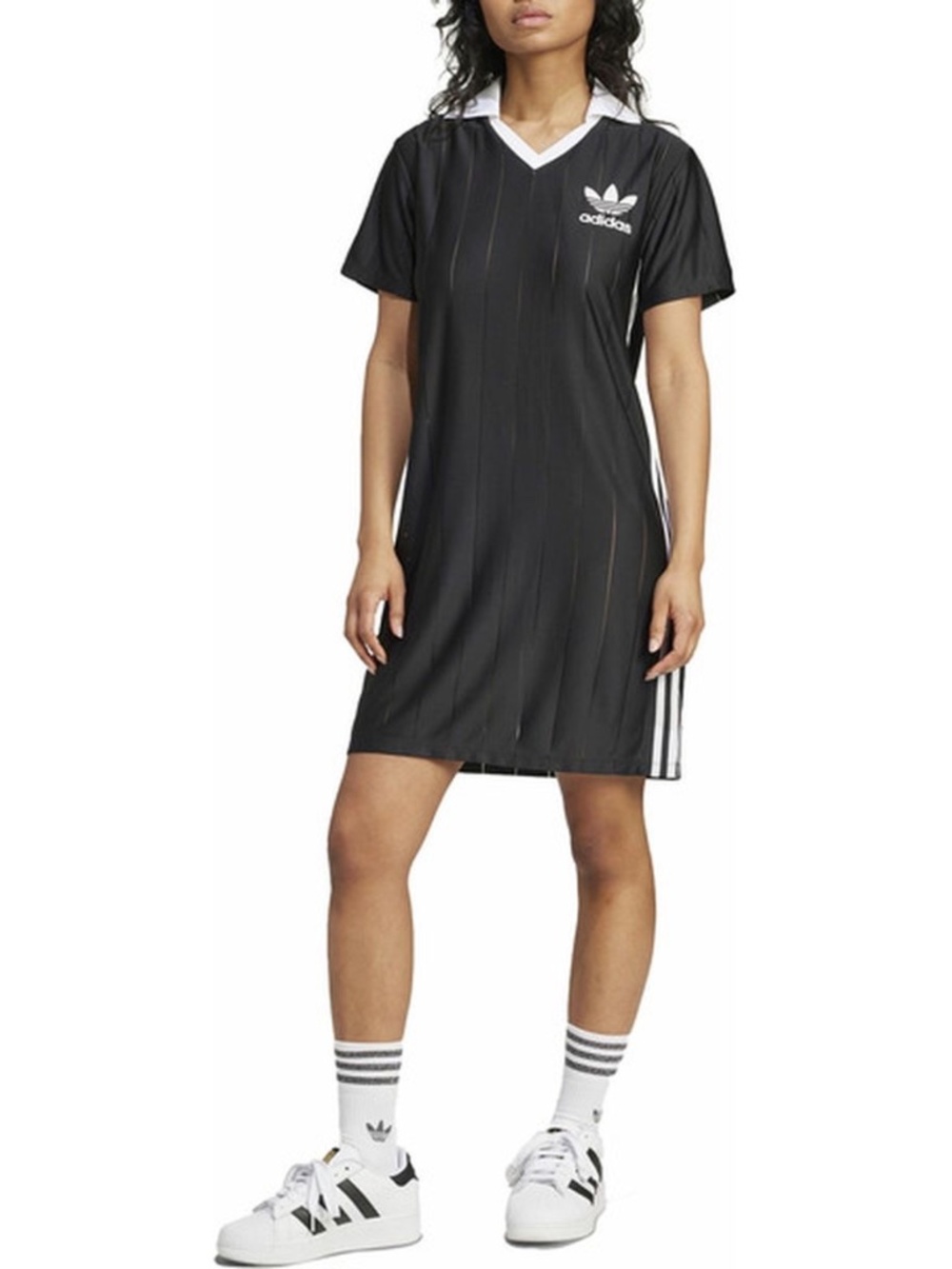 adidas Originals Adicolor 3-Stripes Football Jacquard V-Neck Women's POLO DRESS
